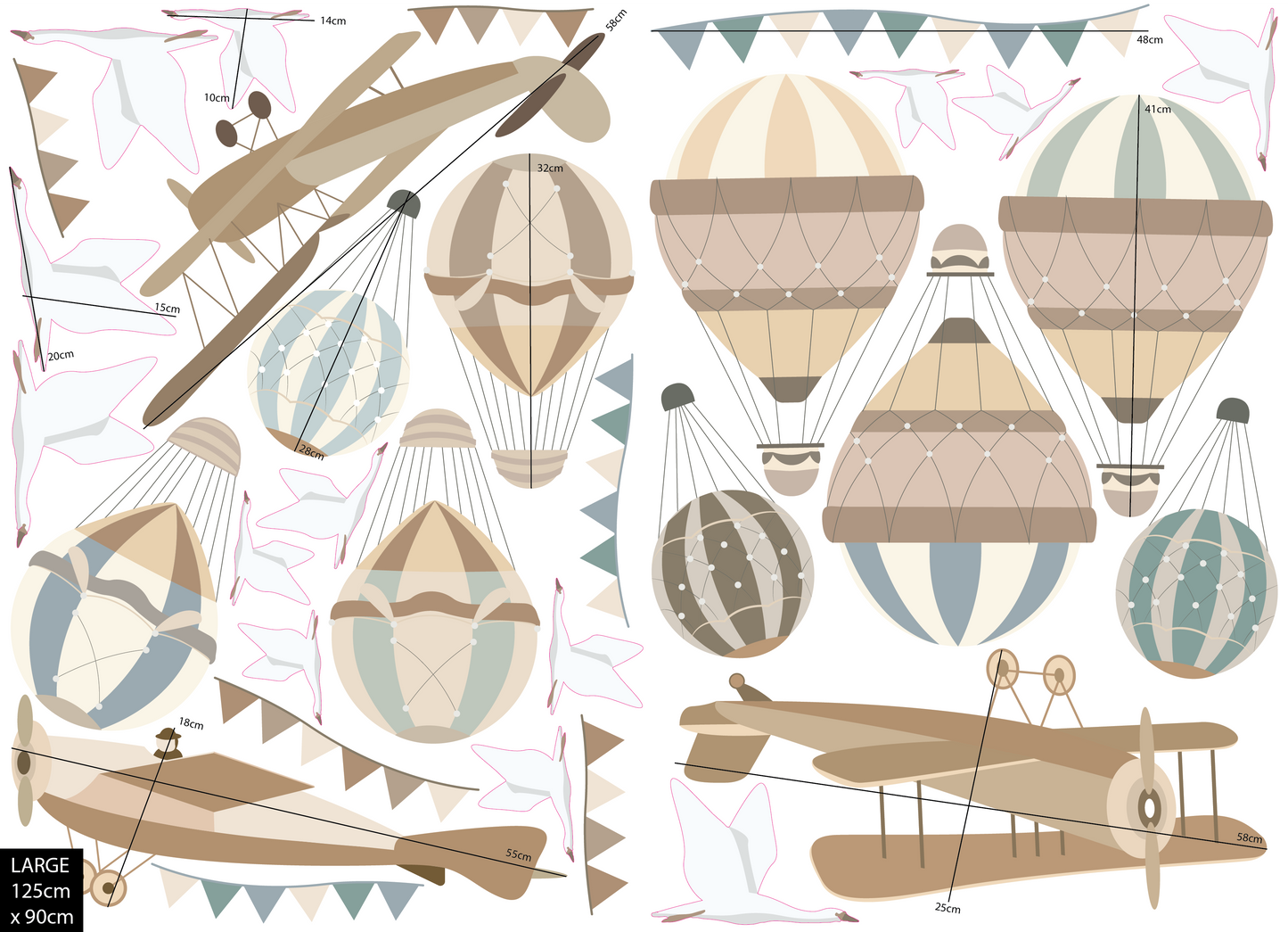 Planes & Balloons Wall Decals