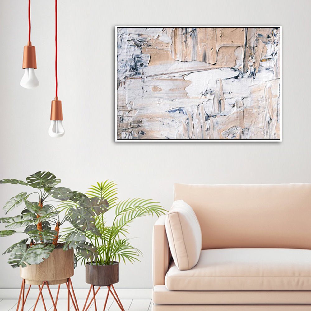 Wall Art 80cmx120cm Modern Abstract Oil Painting Style White Frame Canvas