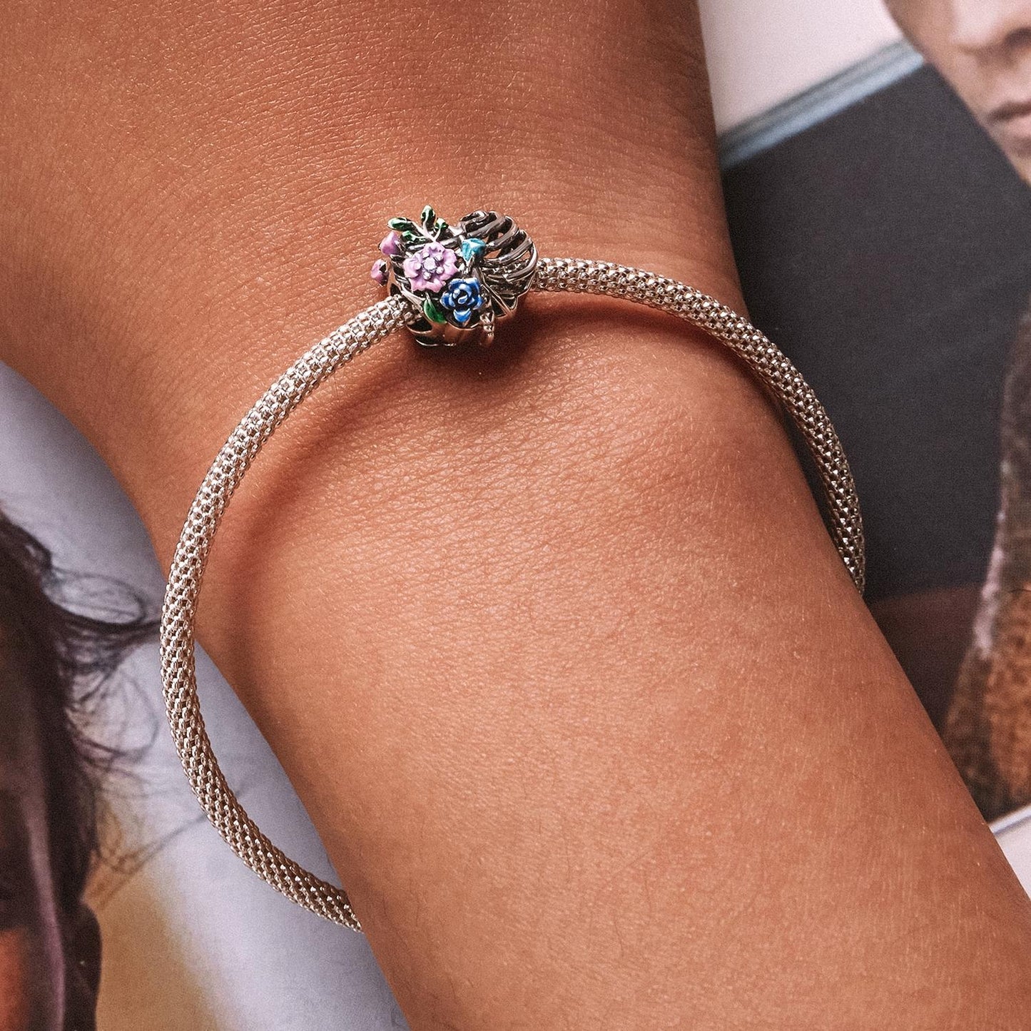 925 Sterling Silver Flower Bead Bracelet & Necklace Set