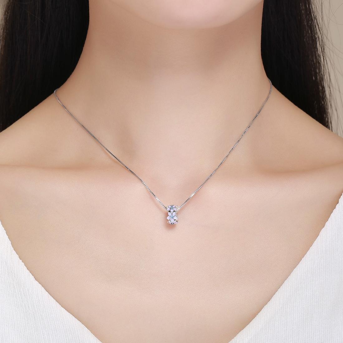 925 Sterling Silver Purple Flower Bracelet With Diamond Beads