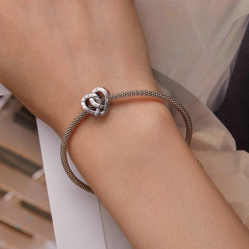 925 Sterling Silver Hollow Heart Sister Bracelet Beaded