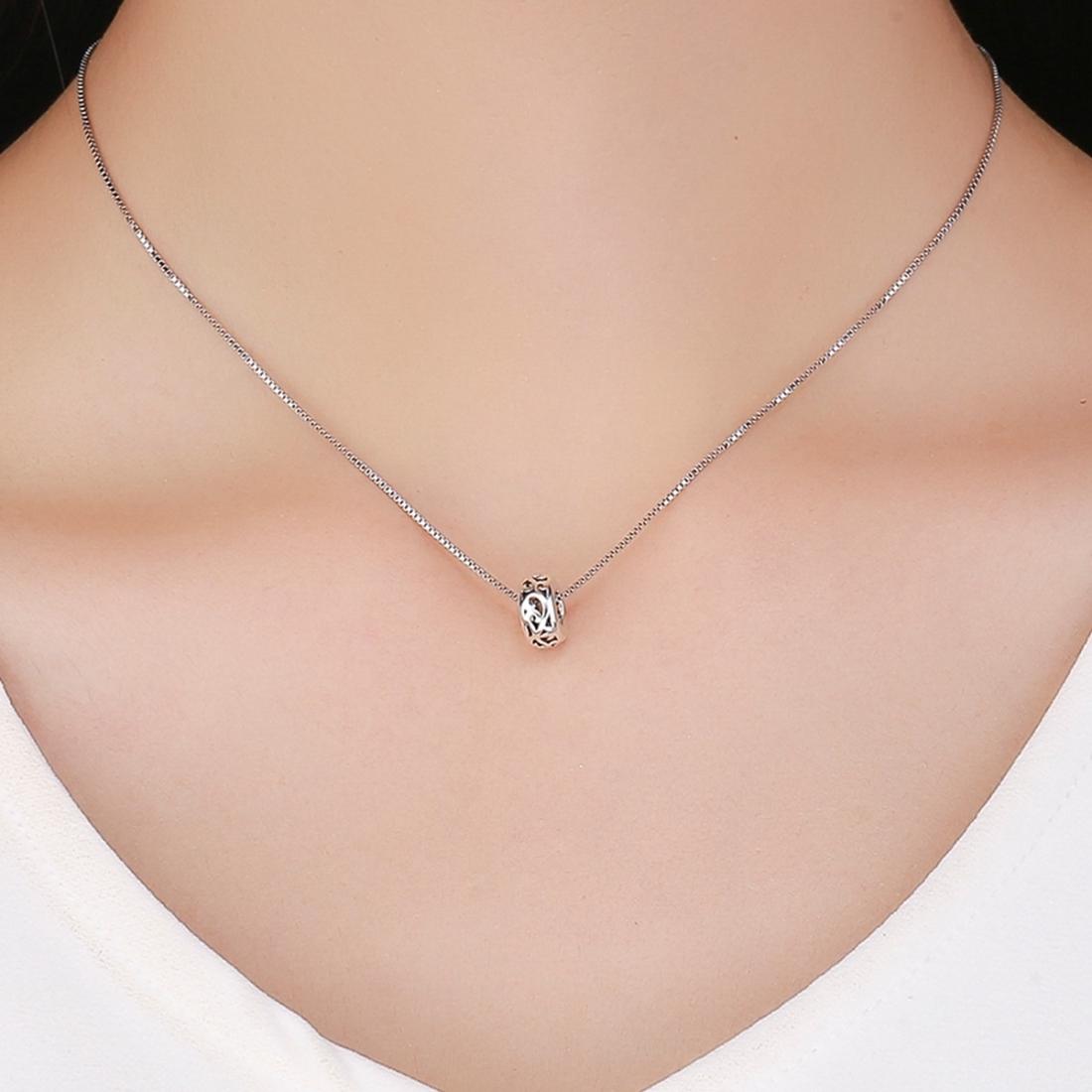 925 Sterling Silver Vintage Heart Beads With Curly Grass Pattern