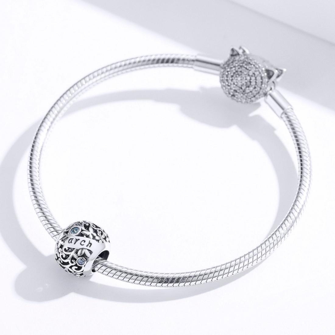 925 Sterling Silver March Birthstone Diy Bracelet Necklace Set Accessories Style - March