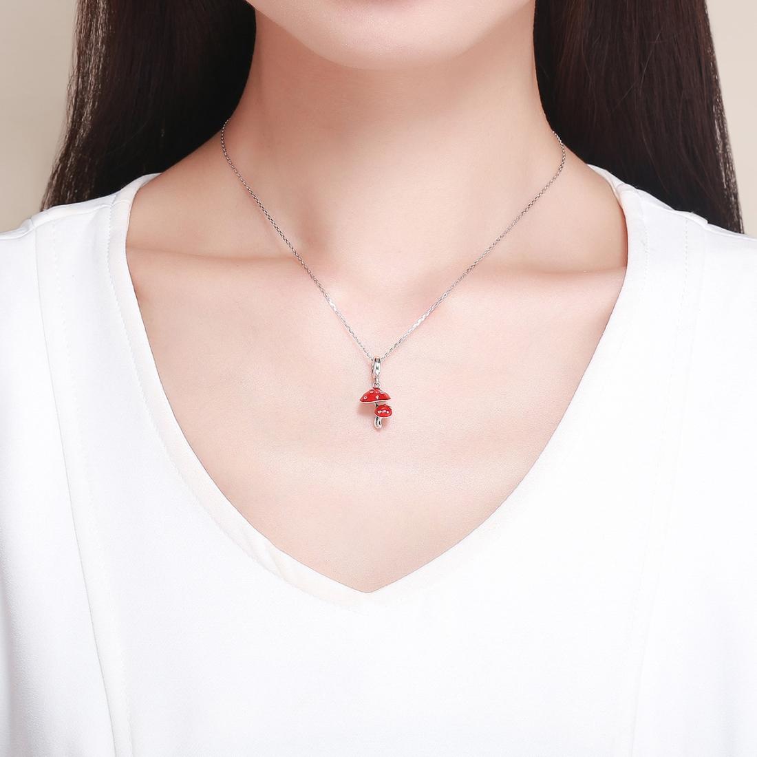 925 Sterling Silver Small Mushroom Bracelet Charms Diy Accessories