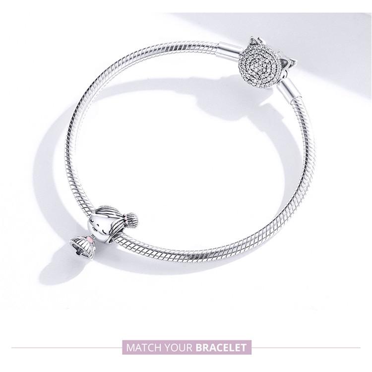 925 Sterling Silver Beaded Bracelet For Girls Diy Accessory