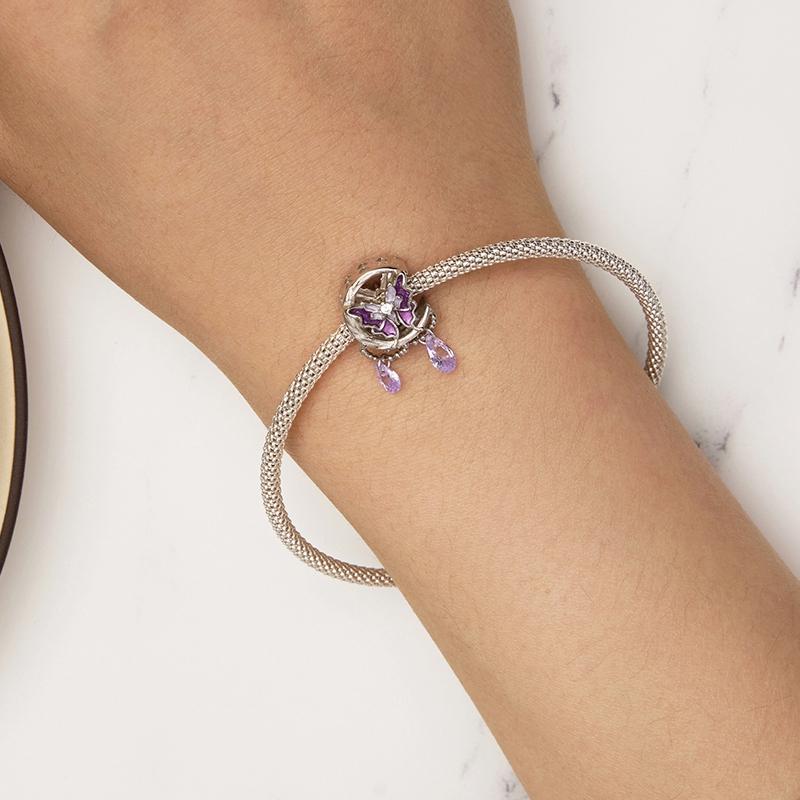 925 Sterling Silver Moon Butterfly Pendant Necklace