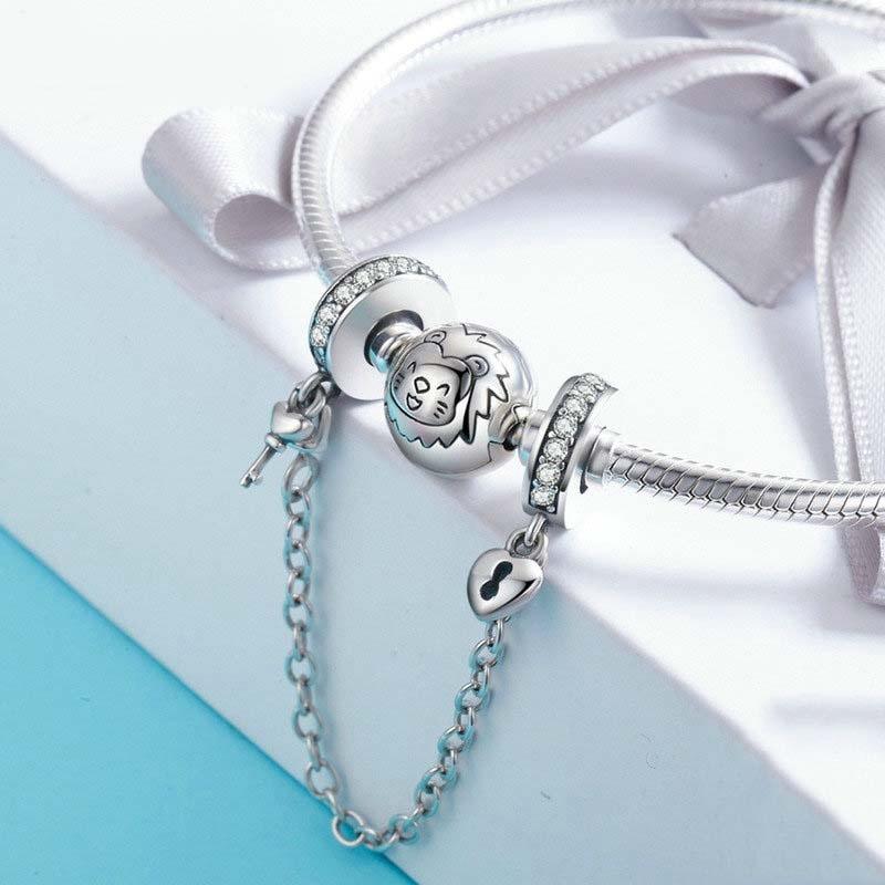 925 Sterling Silver Stackable Heart Pendant Safety Chain In