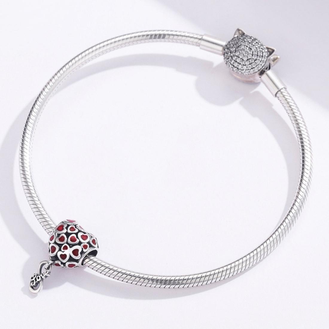 925 Sterling Silver Red Heart Beads For Diy Bracelets & Necklaces