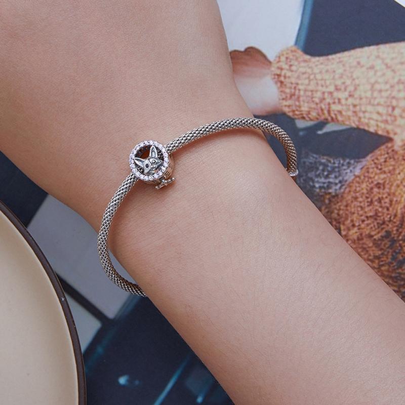 925 Sterling Silver Corgi Puppy Bracelet Beads