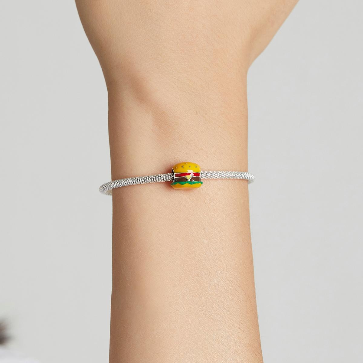 925 Sterling Silver Burger Bead For Diy Bracelet / Necklace