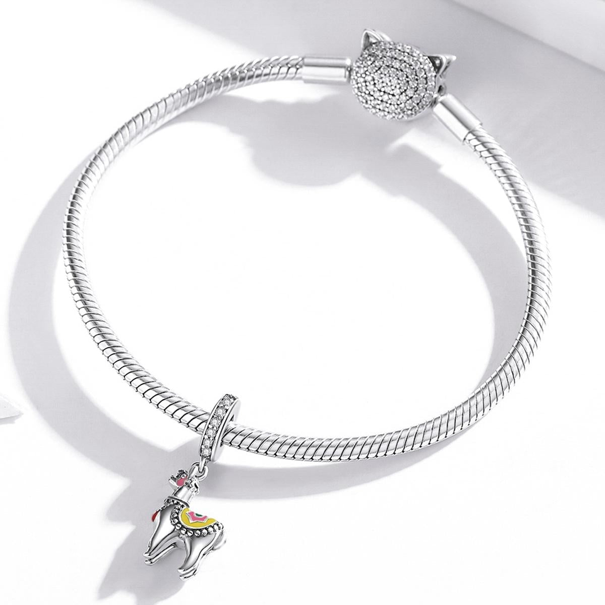 925 Sterling Silver Adorable Alpaca Pendant For Diy Bracelets & Necklaces
