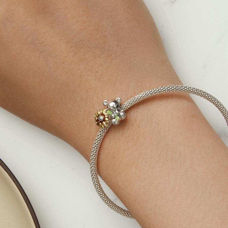 925 Sterling Silver Adorable Sunflower Diy Bead Bracelet