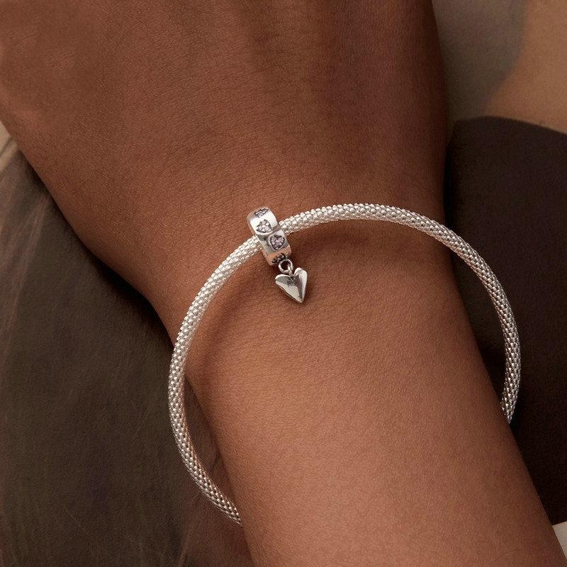 925 Sterling Silver Platinum Plated Smart Heart Diy Beads