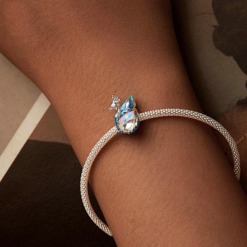 925 Sterling Silver Colorful Peacock Diy Beads