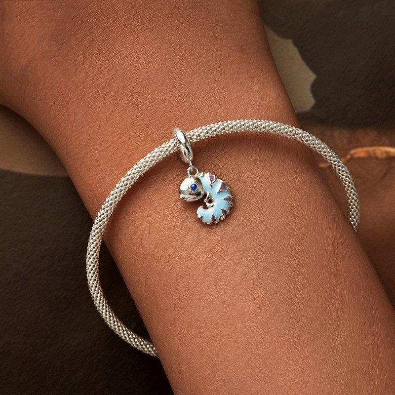 925 Sterling Silver Platinum Plated Chameleon Pendant