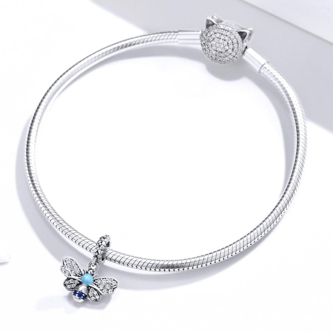 925 Sterling Silver Bee Pendant For Diy Bracelets