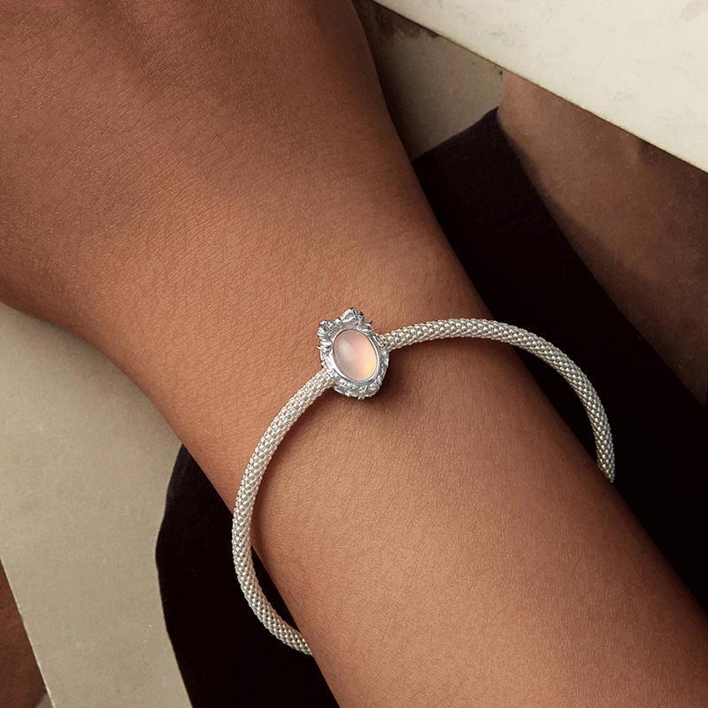 925 Sterling Silver Platinum Plated Starlight Bow Beads