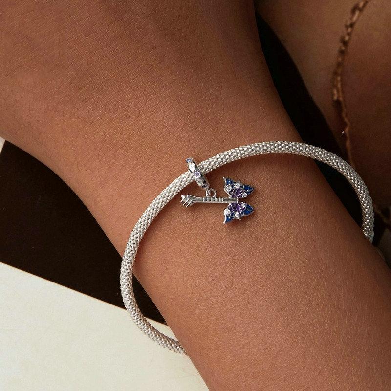 925 Sterling Silver Platinum Plated Butterfly Bass Pendant