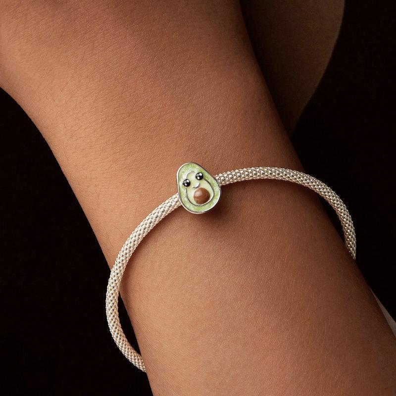 925 Sterling Silver Diy Cute Avocado Beads & Platinum