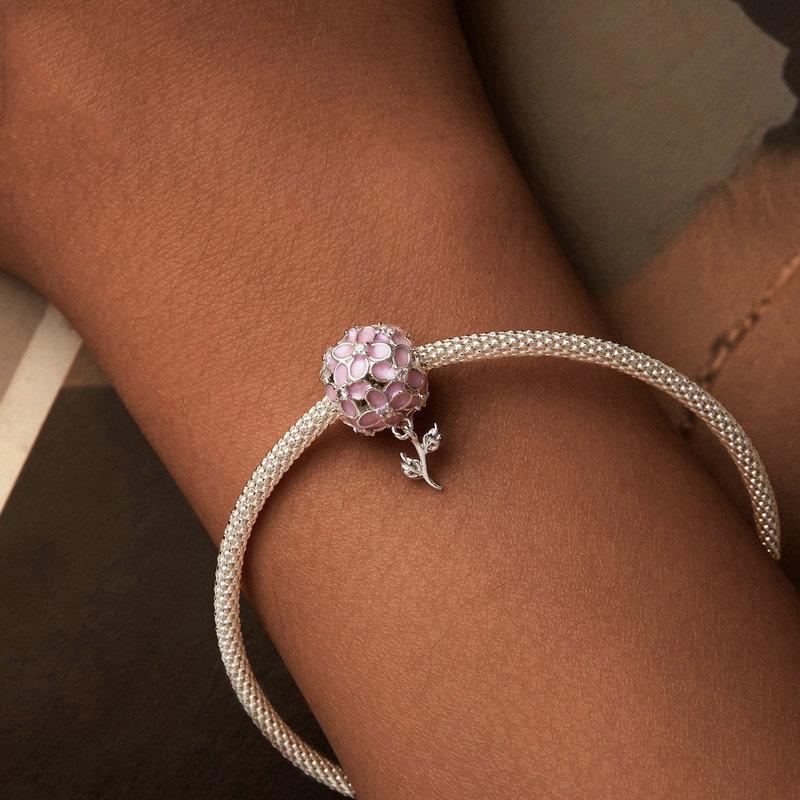 925 Sterling Silver Platinum Plated Zircon Flower Beads