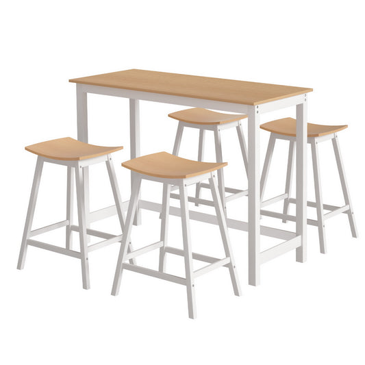 Artiss Bar Table and Stools Set Dining Desk Solid Wood Kitchen Chairs Cafe Pub