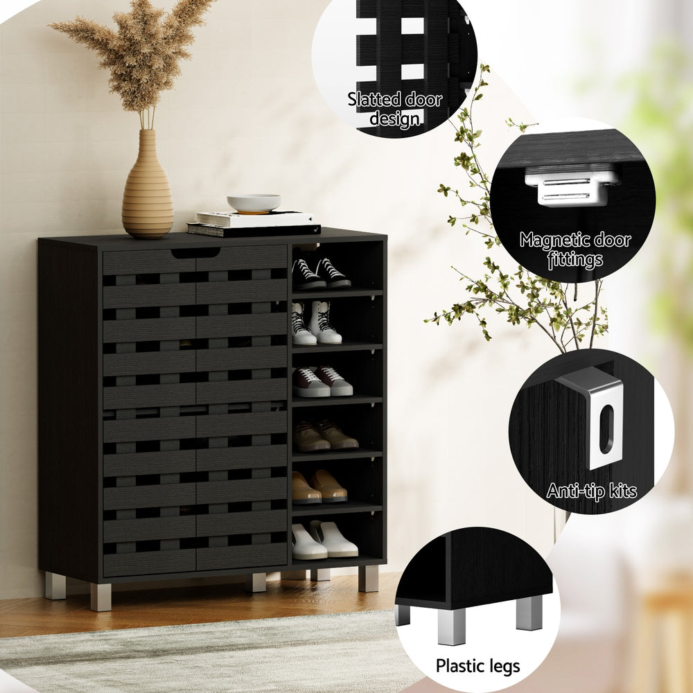 Artiss Shoe Rack Cabinet 6 Tier Storage Shelf Black