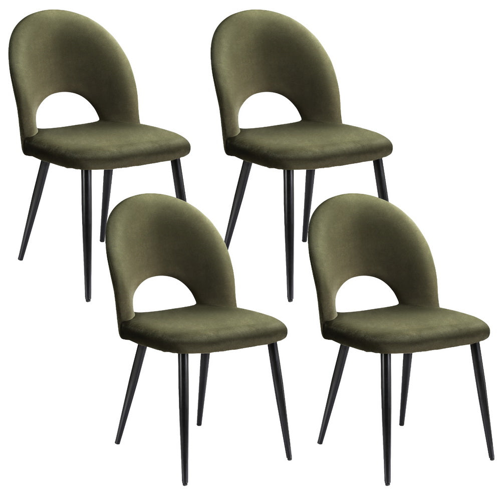 Artiss Dining Chairs Set of 4 Velvet Hollow Green