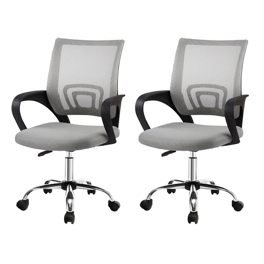 Artiss 2x Mesh Office Chair Mid Back Grey