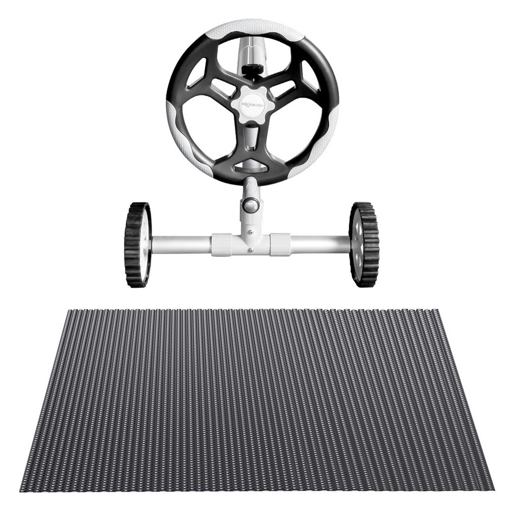 Aqua Buddy Pool Cover 600 Micron 6.5x3m w/ Roller 5.55m Swimming Pools Black Solar Blanket