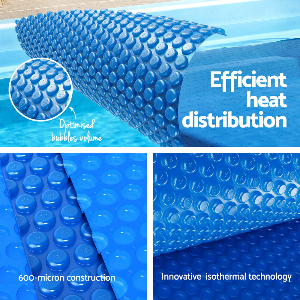Aqua Buddy Pool Cover 600 Micron 7x4m w/ Roller 5.55m Solar Blanket Blue