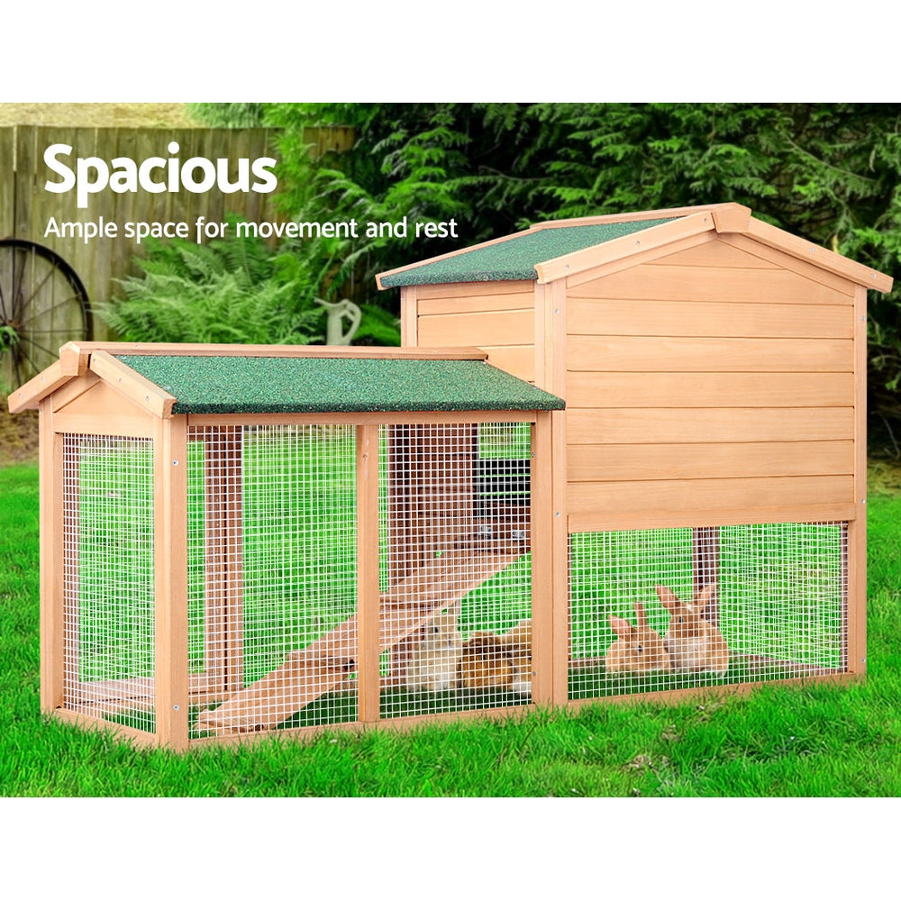 i.Pet Chicken Coop Rabbit Hutch 138cm x 44cm x 85cm Large Chicken Coop House Run Cage Wooden Outdoor