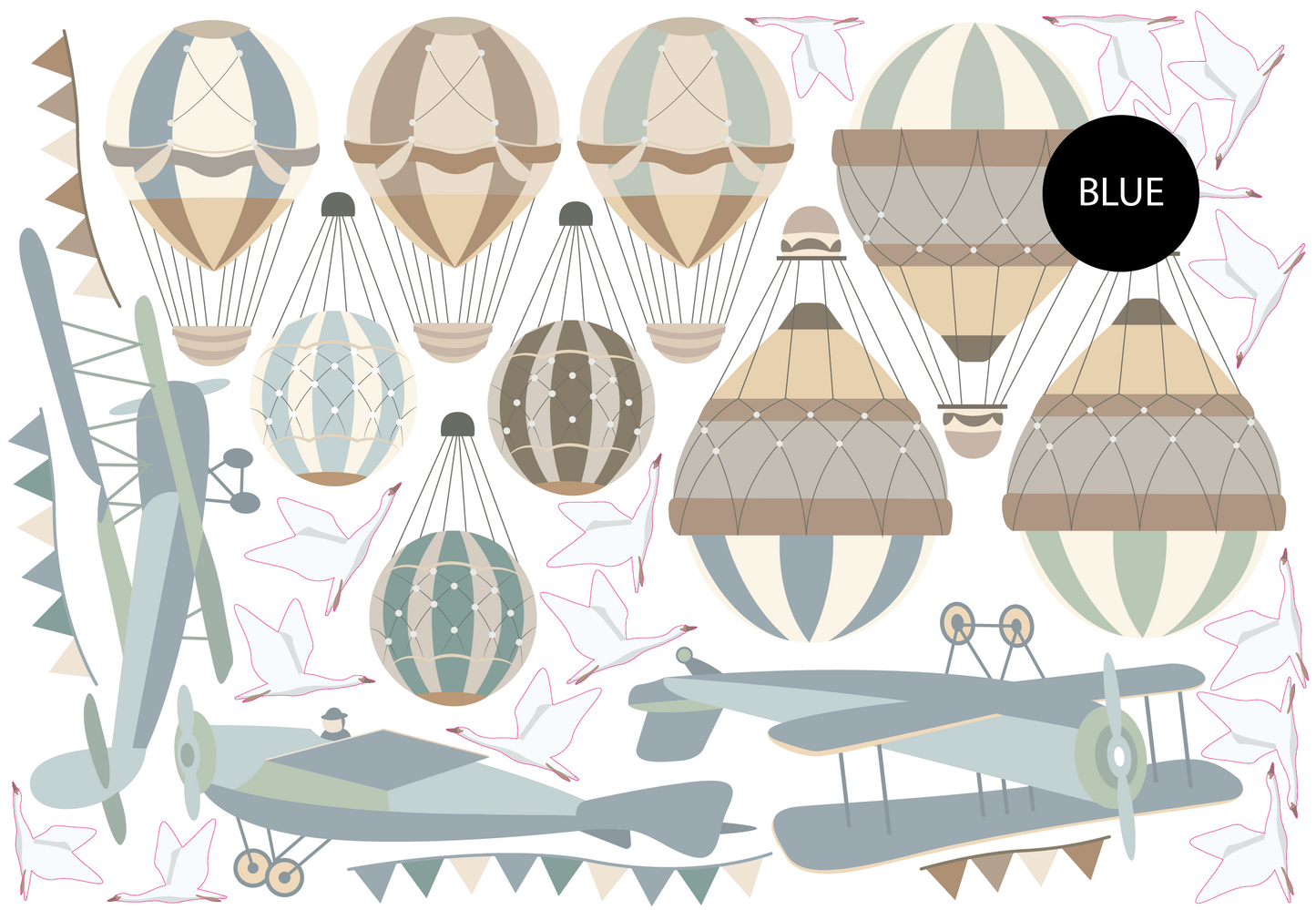 Planes & Balloons Wall Decals