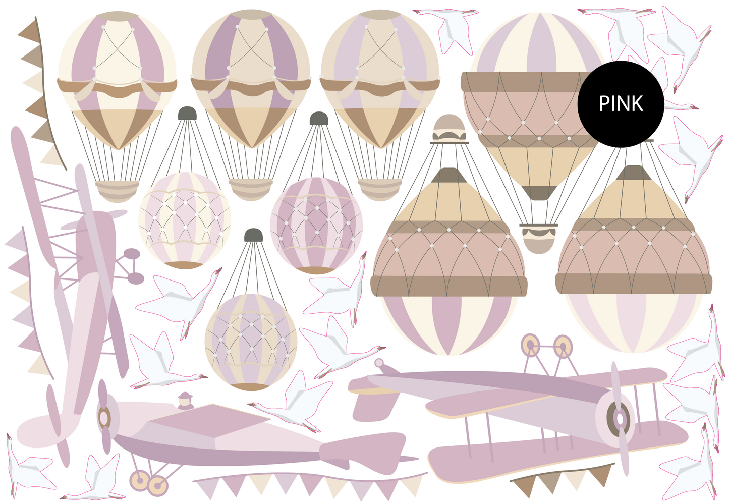 Planes & Balloons Wall Decals