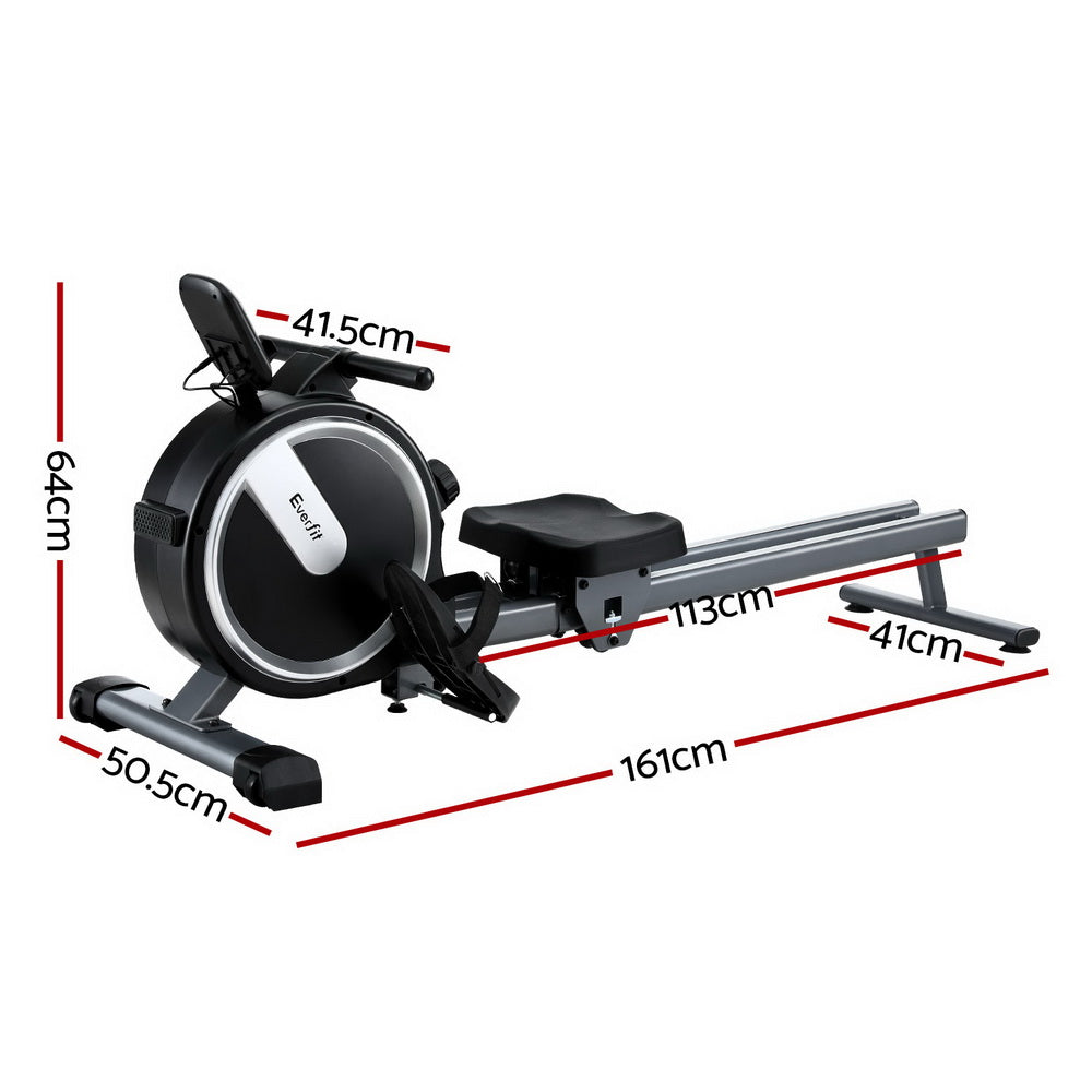 Everfit 16 Level Magnetic Rowing Machine for Home with App Connect Black