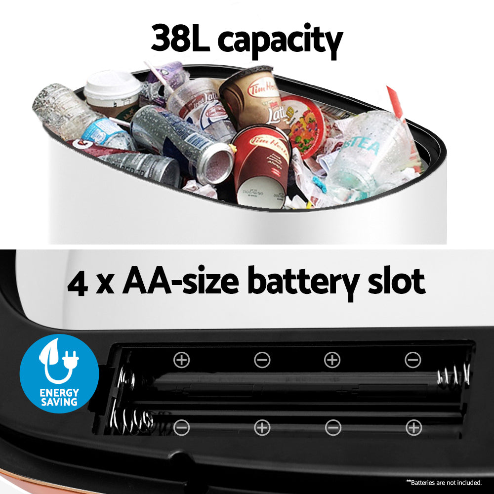 Devanti 38L Motion Sensor Bin Rubbish Automatic White