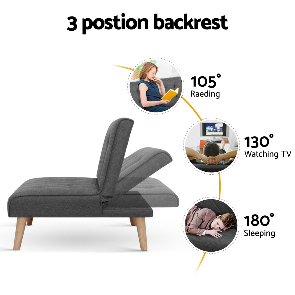 Artiss 2x Sofa Bed Couch Single Seater Fabric Grey