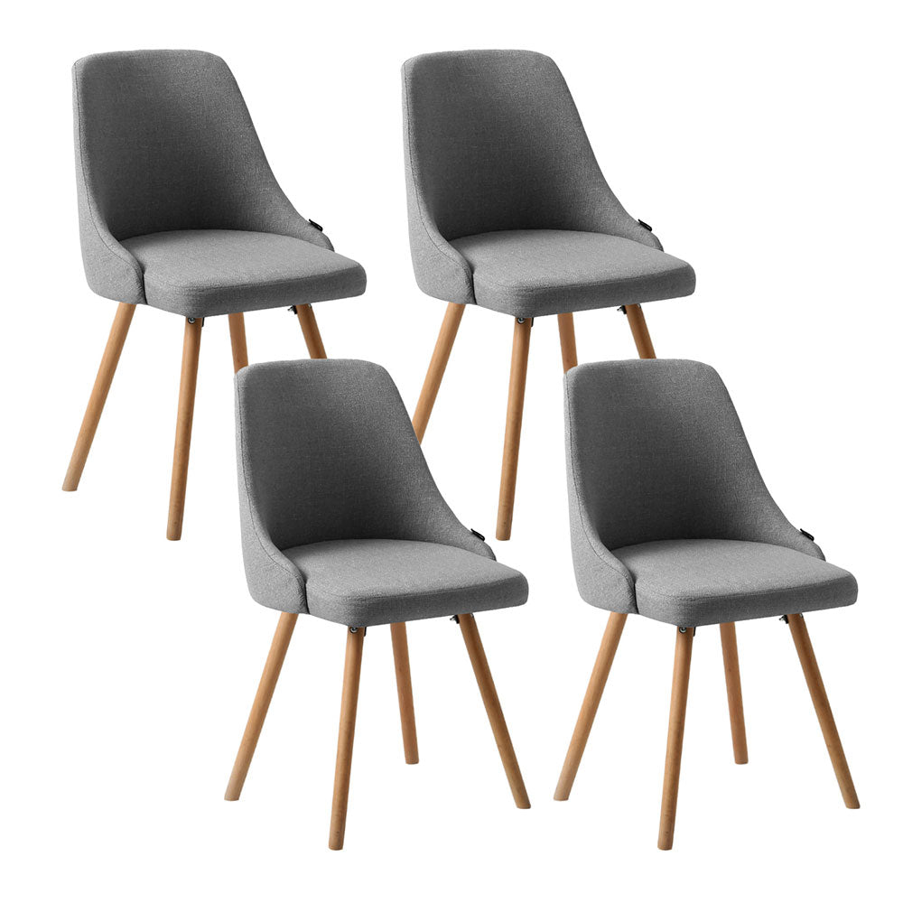 Artiss Dining Chairs Set of 4 Fabric Wooden Grey