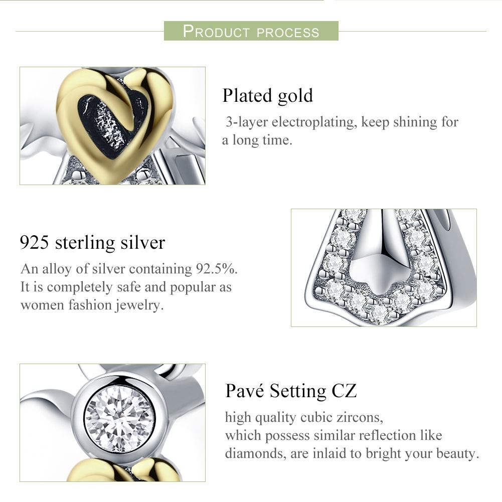 925 Sterling Silver Guardian Angel Diamond Pendant For Diy Bracelets