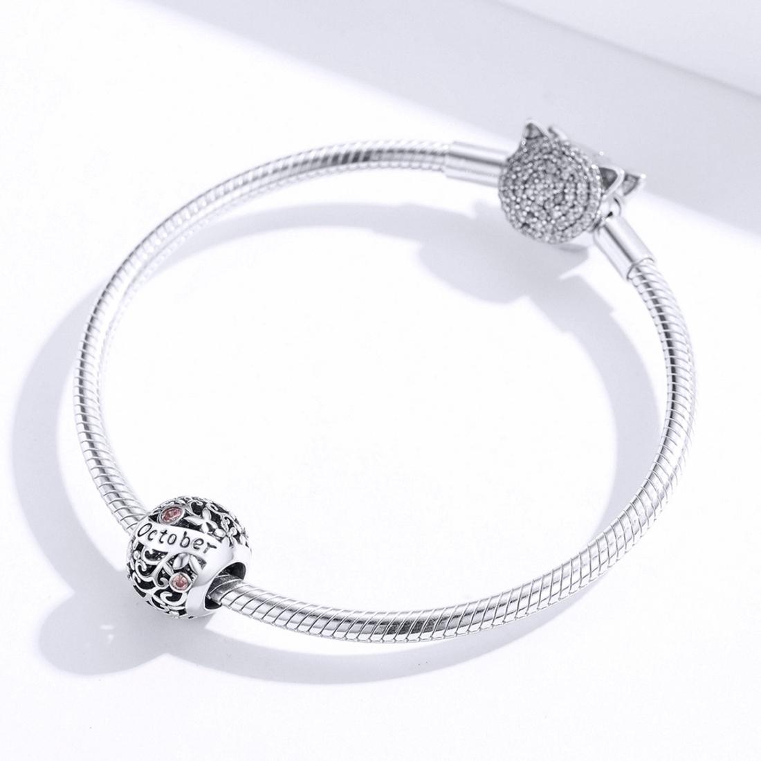 925 Sterling Silver Diy Birthstone Bracelet & Necklace Set October Style - October