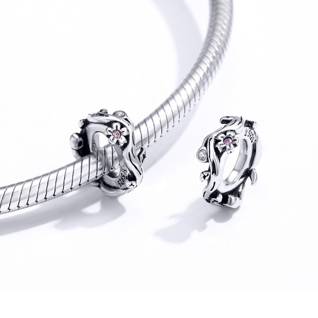 925 Sterling Silver Cherry Blossom Branch Pendant For Diy Bracelets And Necklaces