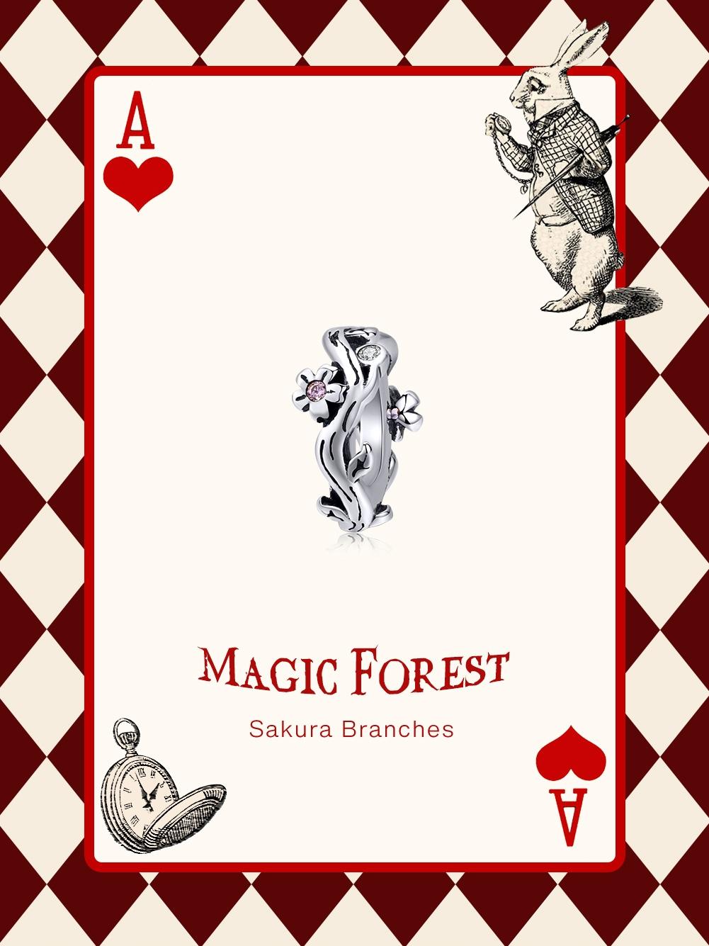 925 Sterling Silver Cherry Blossom Branch Pendant For Diy Bracelets And Necklaces