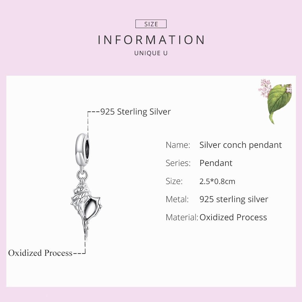 925 Sterling Silver Conch Pendant For Diy Bracelets & Necklaces