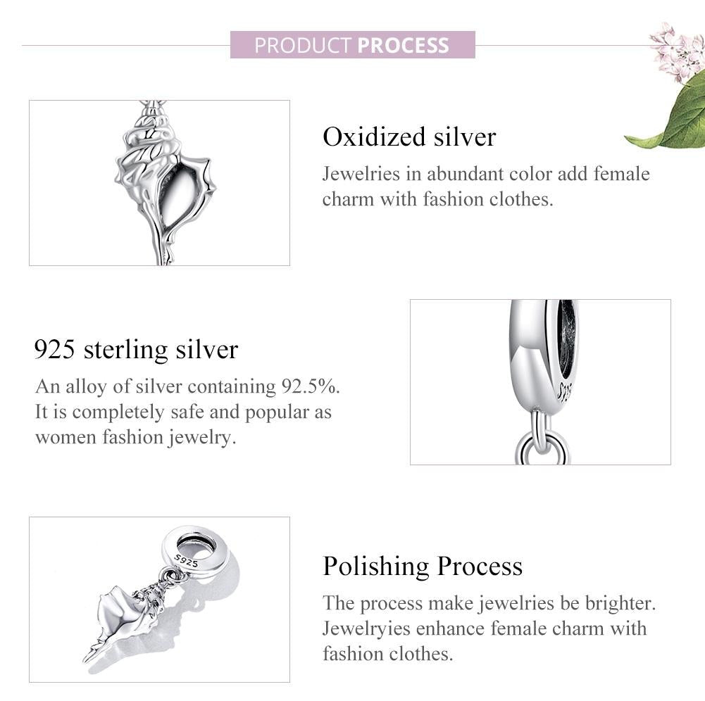 925 Sterling Silver Conch Pendant For Diy Bracelets & Necklaces