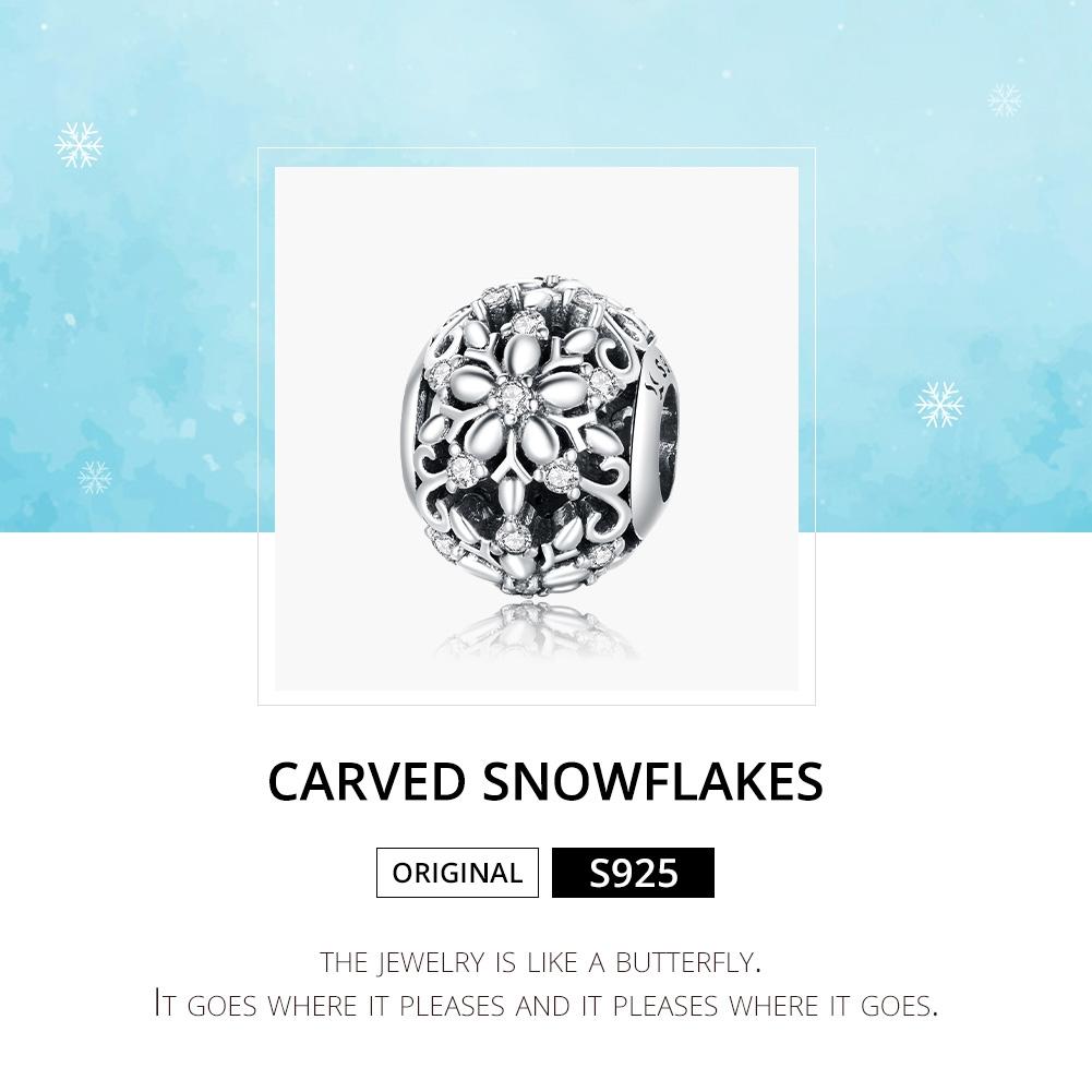 925 Sterling Silver Snowflake Beads For Diy Bracelets & Necklaces