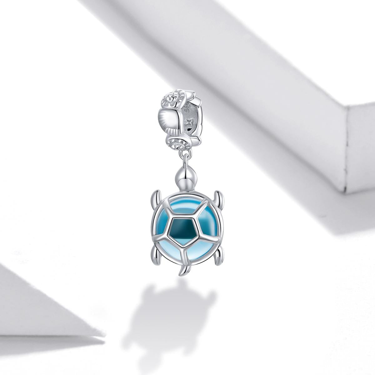 925 Sterling Silver Blue Turtle Pendant For Diy Bracelets & Necklaces