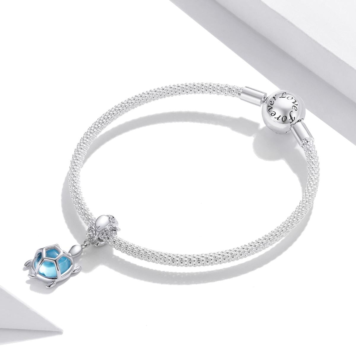 925 Sterling Silver Blue Turtle Pendant For Diy Bracelets & Necklaces