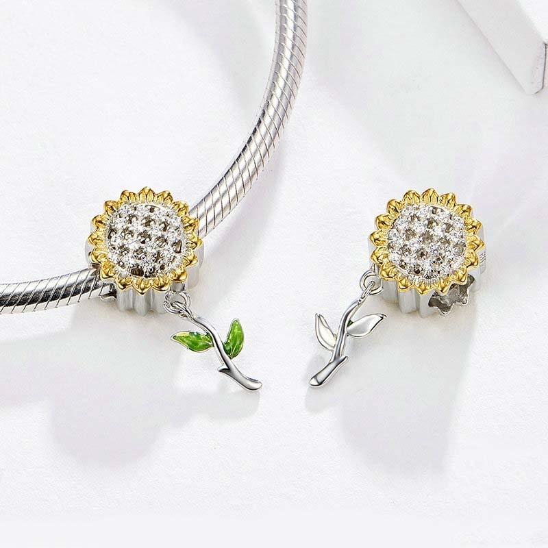 925 Sterling Silver Sunflower Pendant For Diy Bracelet