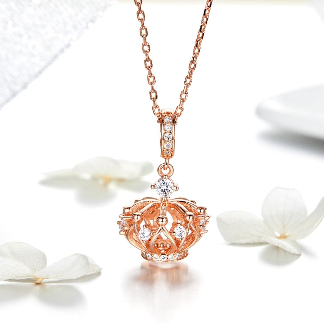 925 Sterling Silver Rose Gold Crown Pendant For Diy Necklace