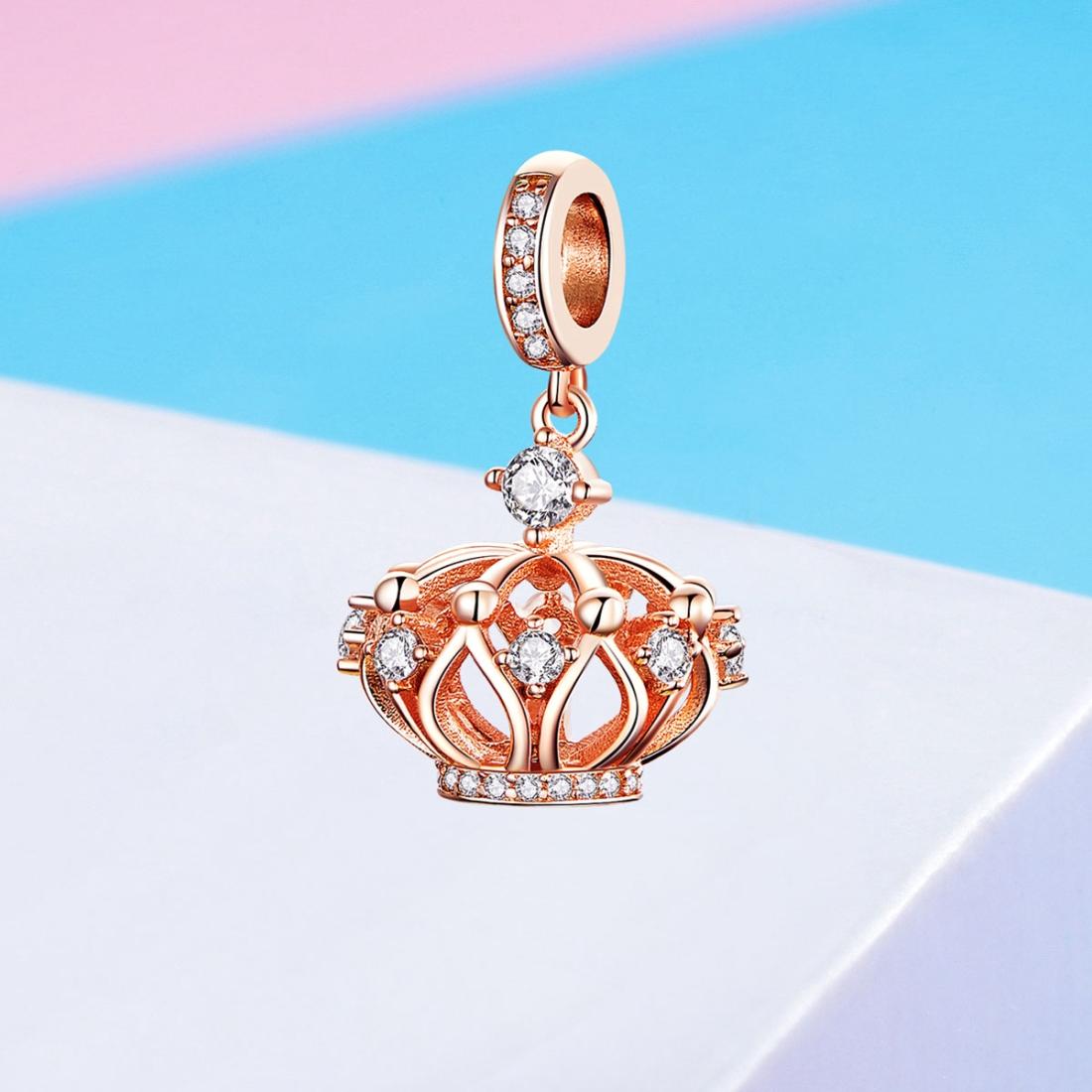 925 Sterling Silver Rose Gold Crown Pendant For Diy Necklace