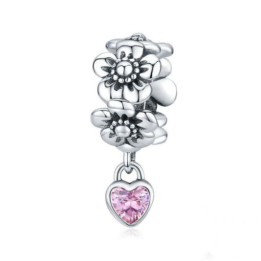 925 Sterling Silver Flower Bead Bracelet Charms